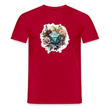 W20 With Floral Embellishments Fantasy RPG Shirt - Men's T-Shirt - red - Front - AI Model Male 178 dark (178cm)