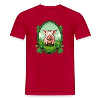 Cochon chanceux - T-shirt homme - rouge - Devant - AI Model Male 178 dark (178cm)