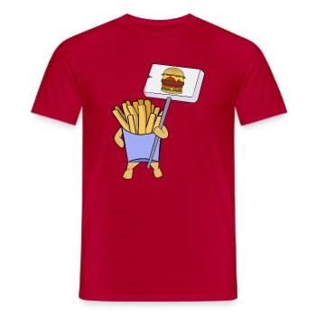Pommes frites protestieren für Hamburger - Männer T-Shirt - Rot - Vorne - AI Model Male 178 dark (178cm)