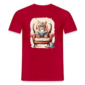 Cute Clever Cat - Men's T-Shirt - red - Front - AI Model Male 178 dark (178cm)