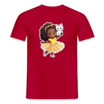 Enfant joyeux avec chat en tutu - T-shirt homme - rouge - Devant - AI Model Male 178 dark (178cm)