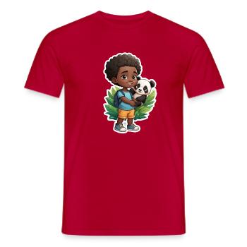 Niedlicher Jungen mit Panda und Naturmotiv - Männer T-Shirt - Rot - Vorne - AI Model Male 178 dark (178cm)