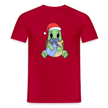 Turtle Baby Christmas - Men's T-Shirt - red - Front - AI Model Male 178 dark (178cm)