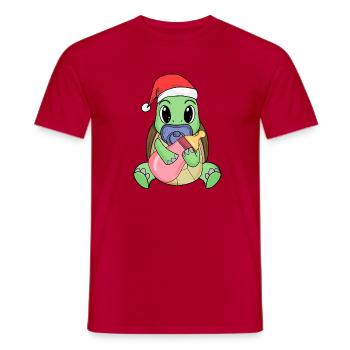 Turtle Baby Christmas - Men's T-Shirt - red - Front - AI Model Male 178 dark (178cm)