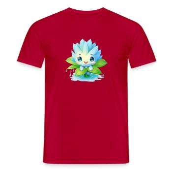Mâle Kawaii sur nénuphar – Motif bleu - T-shirt homme - rouge - Devant - AI Model Male 178 dark (178cm)