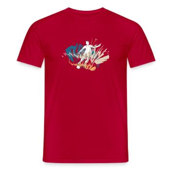 Fußballspieler mit dem Fussball - Männer T-Shirt - Rot - Vorne - AI Model Male 178 dark (178cm)