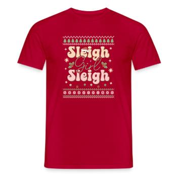 Pull de Noël moche - T-shirt homme - rouge - Devant - AI Model Male 178 dark (178cm)