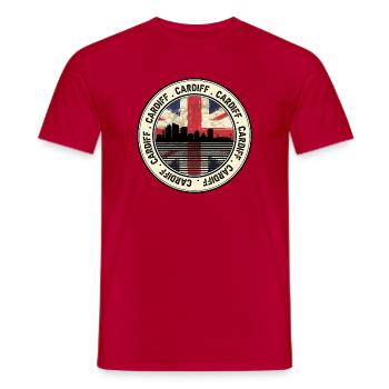 Cardiff Union Jack City Roundel - Men's T-Shirt - red - Front - AI Model Male 178 dark (178cm)