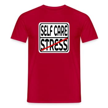 STOP STRESS - FOCUS SELF CARE SIGN - Men's T-Shirt - red - Front - AI Model Male 178 dark (178cm)