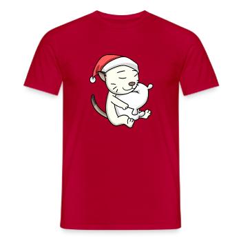 Chat Mignon Colorpoint Shorthair Fatigué Noël - T-shirt homme - rouge - Devant - AI Model Male 178 dark (178cm)