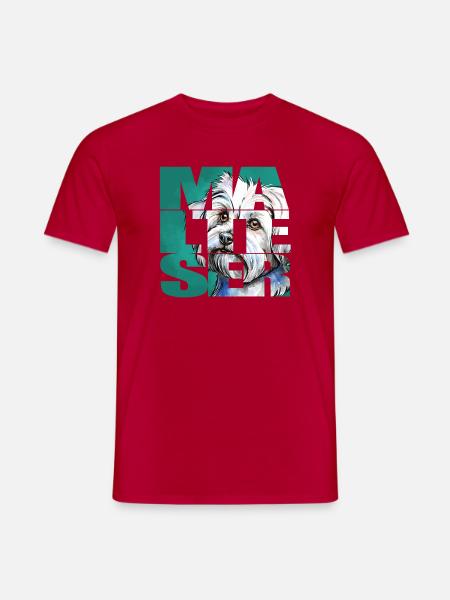 Malteser Portrait - Männer T-Shirt - Rot