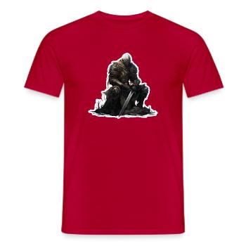 Krieger Rüstung Schwert Lagerfeuer Fantasy Shirt - Männer T-Shirt - Rot - Vorne - AI Model Male 178 dark (178cm)