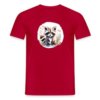 Raccoon Watercolor - Men's T-Shirt - red - Front - AI Model Male 178 dark (178cm)