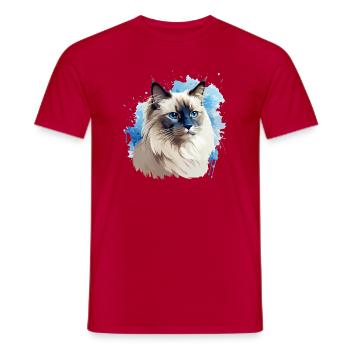 Cat Head Sacred Birman - Men's T-Shirt - red - Front - AI Model Male 178 dark (178cm)