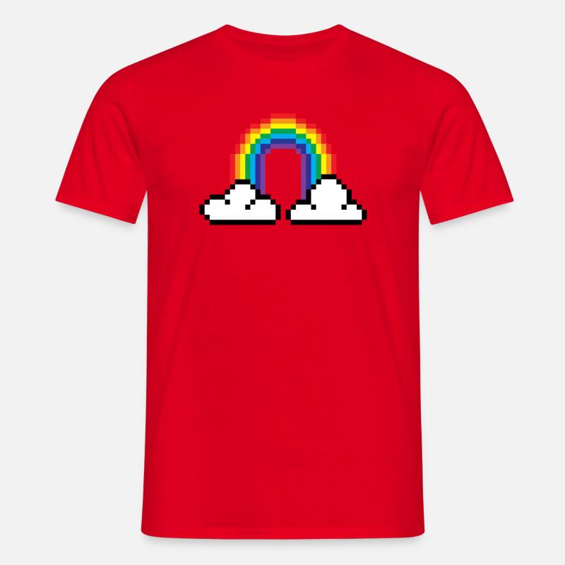 Pixel Regenbogen - Männer T-Shirt - Rot