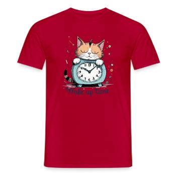 il est temps de se réveiller, humour de chat ! - T-shirt homme - rouge - Devant - AI Model Male 178 dark (178cm)
