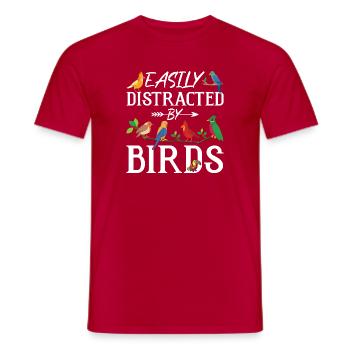 Easily Distracted by Birds - Men's T-Shirt - red - Front - AI Model Male 178 dark (178cm)