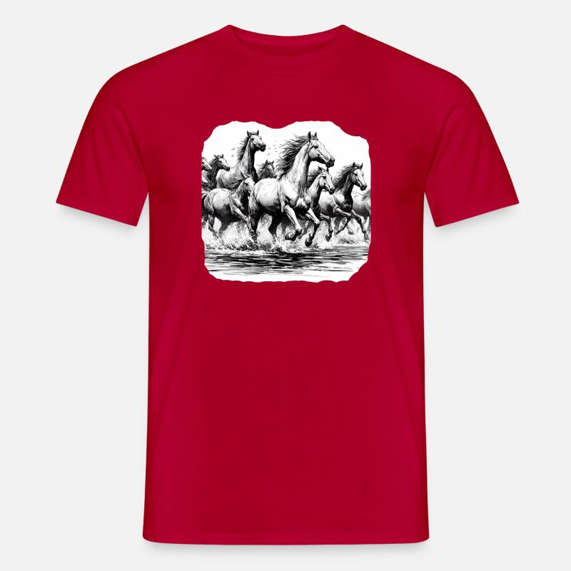 Les chevaux - T-shirt uomo - rosso