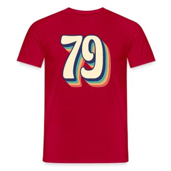 Vintage Retro T-Shirt Nummer 79 Seventy Nine - Männer T-Shirt - Rot - Vorne - AI Model Male 178 dark (178cm)