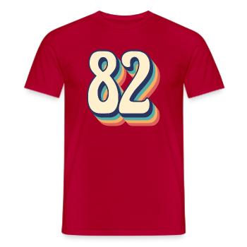 T-Shirt rétro Vintage numéro 82 quatre-vingt-deux - T-shirt homme - rouge - Devant - AI Model Male 178 dark (178cm)