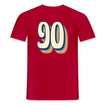T-Shirt rétro Vintage numéro 90 quatre-vingt-dix - T-shirt homme - rouge - Devant - AI Model Male 178 dark (178cm)
