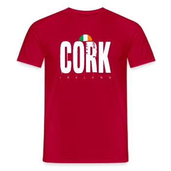 Emblème du drapeau de l’Irlande en liège - T-shirt homme - rouge - Devant - AI Model Male 178 dark (178cm)