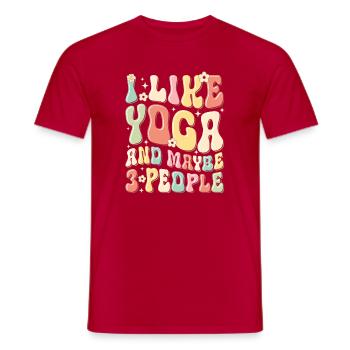 I Like Yoga and Maybe 3 People - Men's T-Shirt - red - Front - AI Model Male 178 dark (178cm)