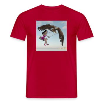 Swinging in the sky. - Men's T-Shirt - red - Front - AI Model Male 178 dark (178cm)