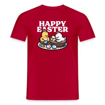 Frohe Ostern – Süße Küken bemalen Ostereier - Männer T-Shirt - Rot - Vorne - AI Model Male 178 dark (178cm)