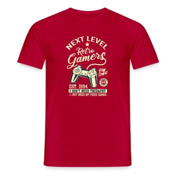 Retro Gamers - Männer T-Shirt - Rot - Vorne - AI Model Male 178 dark (178cm)