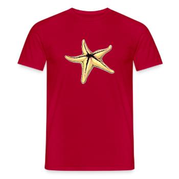 Vivid Starfish Illustration for Nautical Wear - Men's T-Shirt - red - Front - AI Model Male 178 dark (178cm)
