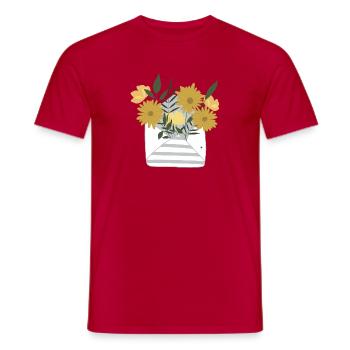 A small floral greeting by post in an envelope - Men's T-Shirt - red - Front - AI Model Male 178 dark (178cm)
