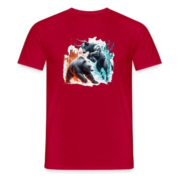 Finance Taureau Bear Fight Wall Street cadeau - T-shirt homme - rouge - Devant - AI Model Male 178 dark (178cm)