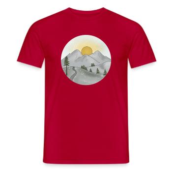 Mountain idyll at sunset in spring - Men's T-Shirt - red - Front - AI Model Male 178 dark (178cm)