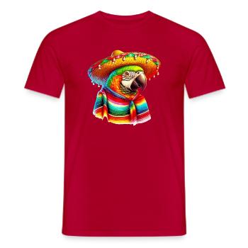 Perroquet mexicain avec poncho et sombrero mexique - T-shirt homme - rouge - Devant - AI Model Male 178 dark (178cm)