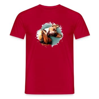 Lustiger Hund Jagdhund khaki - Aquarell Design  - Männer T-Shirt - Rot - Vorne - AI Model Male 178 dark (178cm)