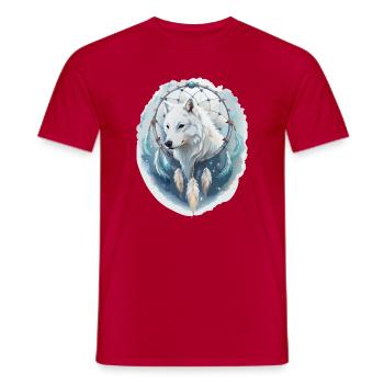 Loup dans un attrape-rêves - Design mystique. - T-shirt homme - rouge - Devant - AI Model Male 178 dark (178cm)
