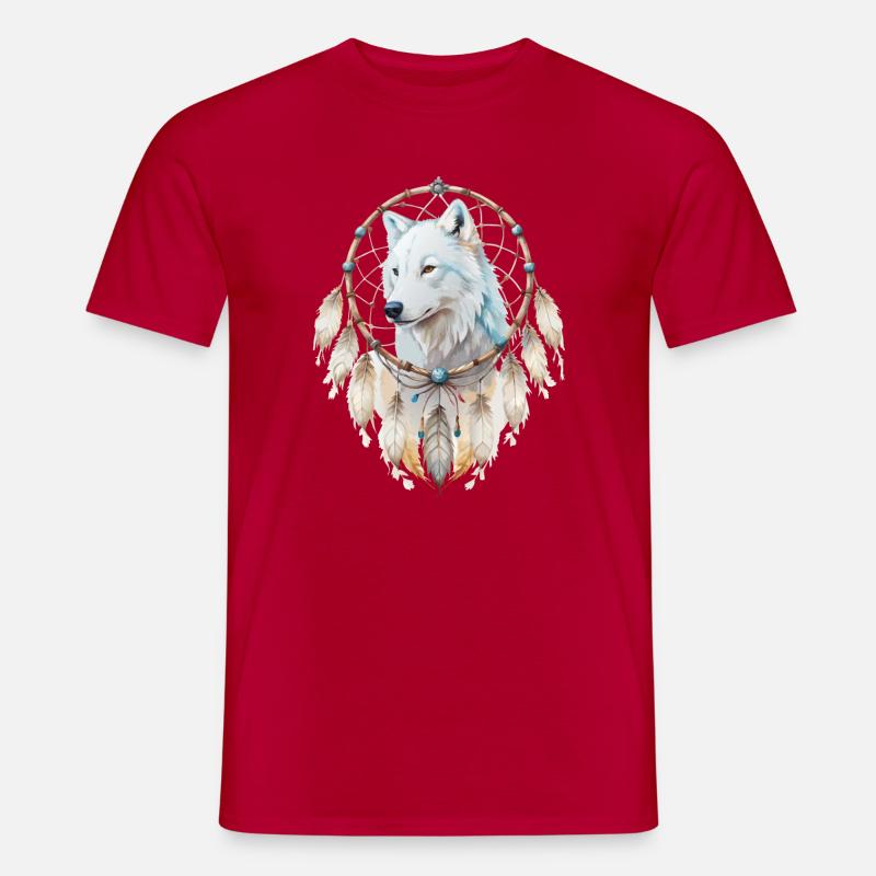 Wolf in einem Traumfänger-Mystisches Wolfs Design - Männer T-Shirt - Rot