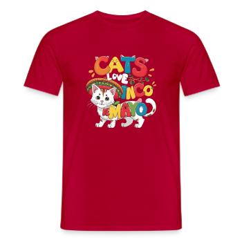 Fiesta Cat sur le thème du Cinco de Mayo - T-shirt homme - rouge - Devant - AI Model Male 178 dark (178cm)