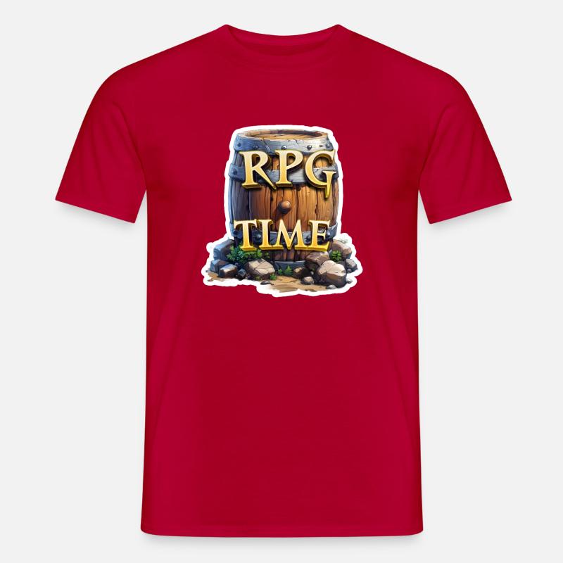 RPG Time Rollenspiel Fass mit Bier - Männer T-Shirt - Rot