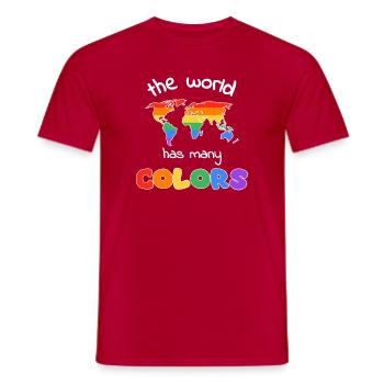 Carte du monde arc-en-ciel de la diversité - T-shirt homme - rouge - Devant - AI Model Male 178 dark (178cm)