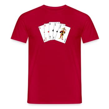 Five cards Five of a kind - Men's T-Shirt - red - Front - AI Model Male 178 dark (178cm)