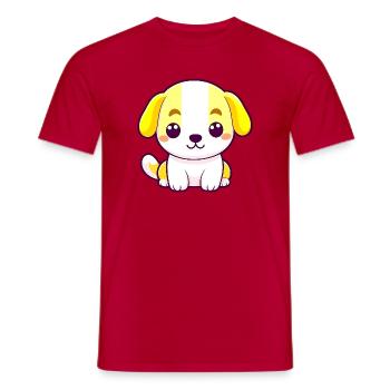 Cute Puppy Love Heart Eyes Adorable Dog T-Shirt - Men's T-Shirt - red - Front - AI Model Male 178 dark (178cm)