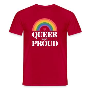 Mois de la fierté LGBT - Queer et fier - T-shirt homme - rouge - Devant - AI Model Male 178 dark (178cm)
