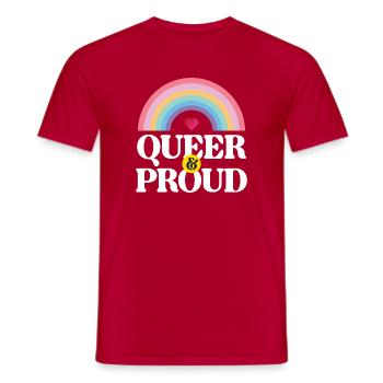 Mois de la fierté LGBT - Queer et fier - T-shirt homme - rouge - Devant - AI Model Male 178 dark (178cm)