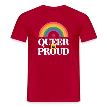 Mois de la fierté LGBT - Queer et fier - T-shirt homme - rouge - Devant - AI Model Male 178 dark (178cm)