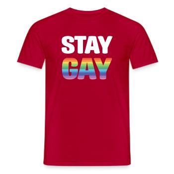 LGBTQ Pride Month - Stay Gay - Men's T-Shirt - red - Front - AI Model Male 178 dark (178cm)