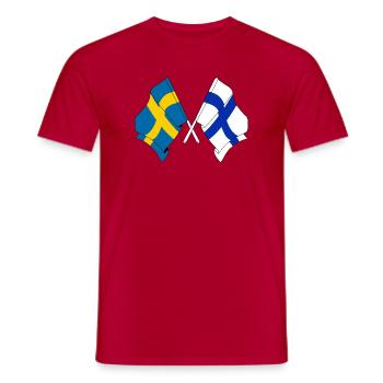 Flagge Schweden, Flagge Finnland - Männer T-Shirt - Rot - Vorne - AI Model Male 178 dark (178cm)