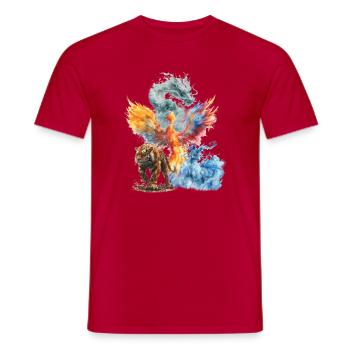 Aquarelle Phoenix Tigre Dragon - T-shirt homme - rouge - Devant - AI Model Male 178 dark (178cm)