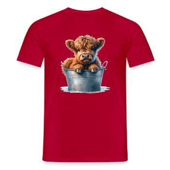 Highland Calf Cuteness - Baby Highland Cattle - Men's T-Shirt - red - Front - AI Model Male 178 dark (178cm)